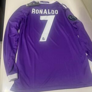 Real Madrid 2016-17 Purple Long Sleeve Ronaldo 7 Ucl Final Jersey